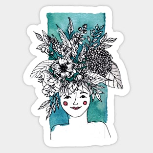 Inked flower head Sticker